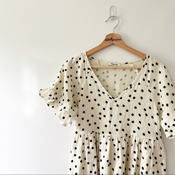 Madewell Lightspun Ruffle-Sleeve Babydoll Dress in Dot Toss - Picture 7 of 16